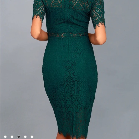 🆕 Lulus Remarkable Forest Green Lace Dress - Picture 3 of 11